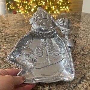 Lenox Silver Yuletide Snowman Tray